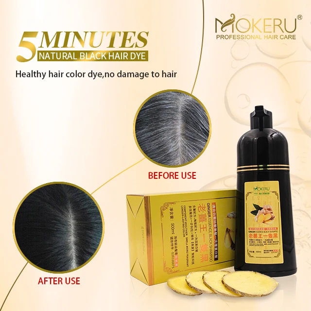 
Mokeru natural black hair color dye shampoo for mens and women hair black 100% no side effect hair shampoo black magic shampoo 