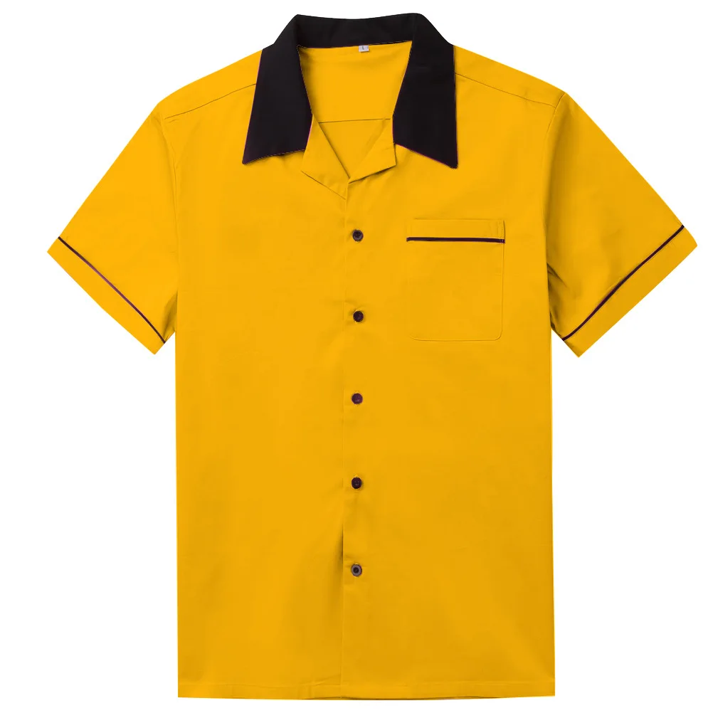 2020 Pink Yellow Blue Men Cotton Shirts Casual Button-down Short Sleeve ...
