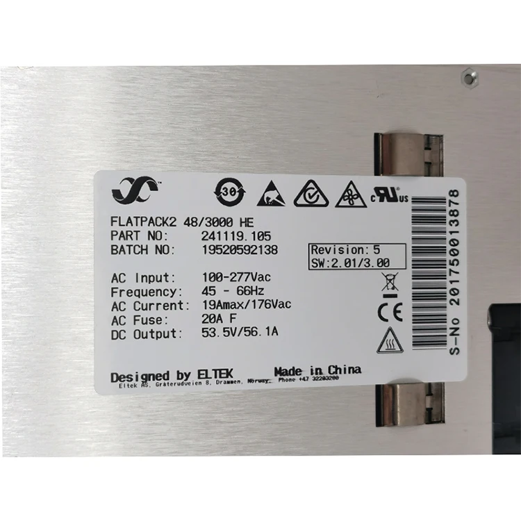 Eltek Rectifier Module Flatpack2 48/3000 He 241119.105 48v 62.5a 3000w