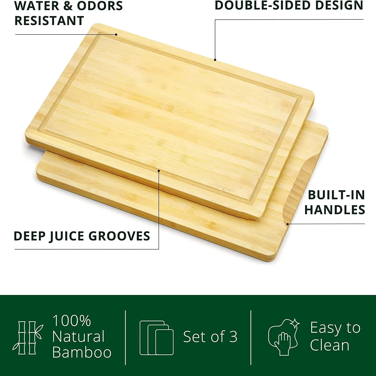 Bamboo Extra Large 3 Pcs/set Chopping Block Kitchen Bamboo Cutting