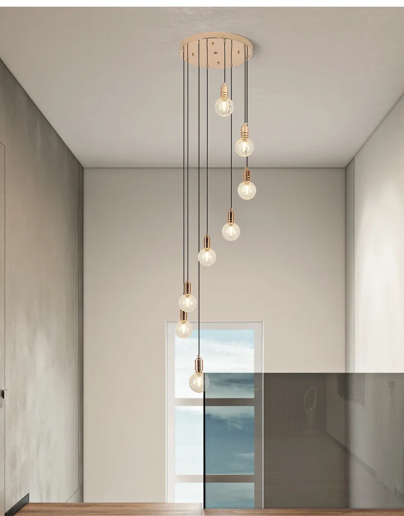 product nordic luxury creative staircase chandelier rotating duplex loft light for villa hotel middle sized lamp for living room lobby-13