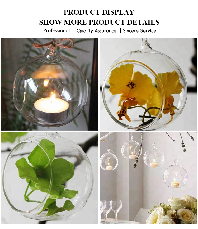 Size Customized Hanging Glass Ball Hanging Candle Holder Glass Ball