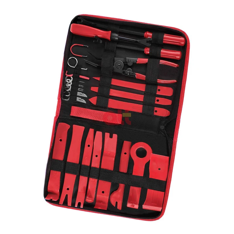 Red Car Audio Dash Removal Plastic Pry Tools Auto Door Panel Dismantle Tool Set 23 In 1
