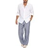 2019 summer Hot products Casual linen light blue loose fie mens pants
