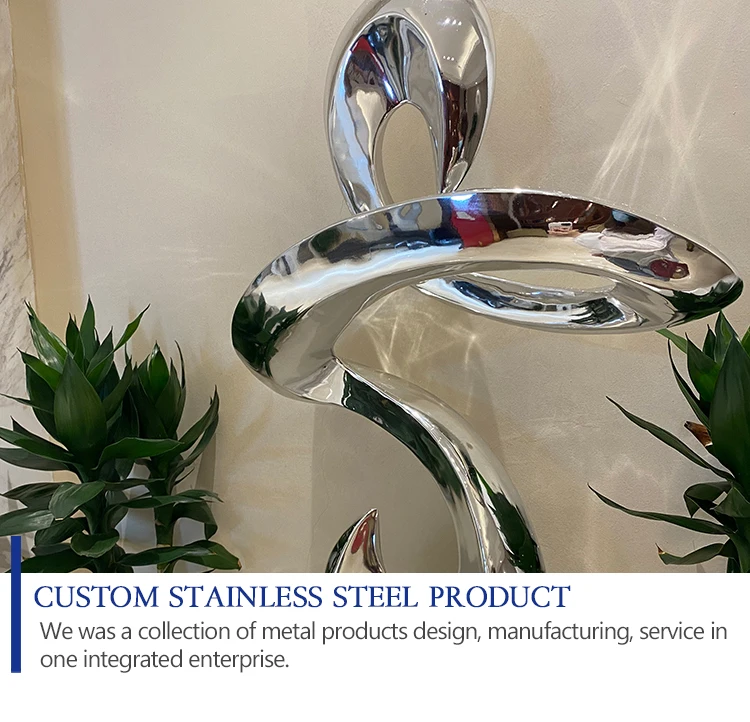 Polished Large Metal Stainless Steel Sculpture For Garden Modern Outdoor Garden Corten Stainless Steel Abstract Sculpture