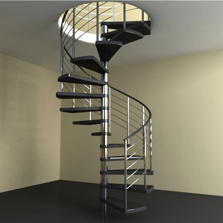 Apartment Interior Decoration Wood Tread Spiral Staircase