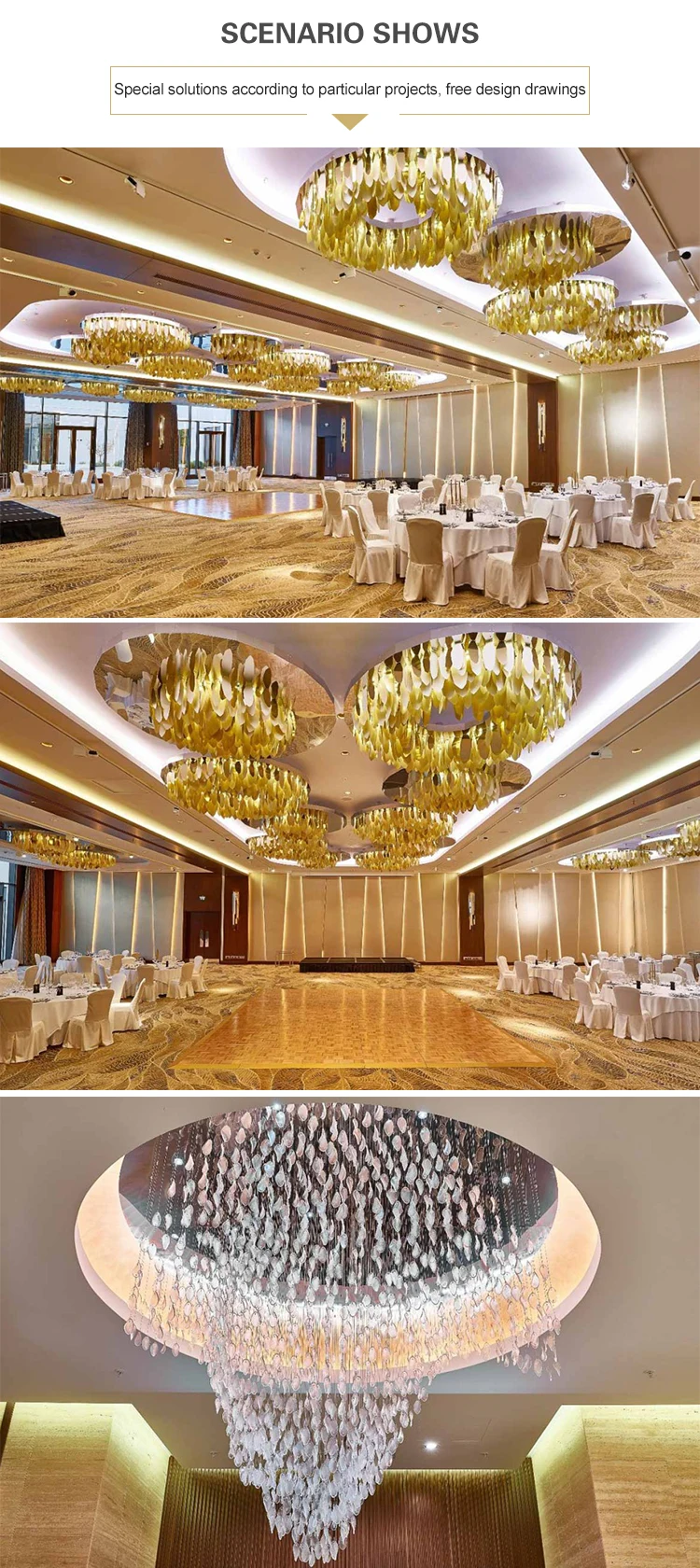 Creative personality customable luxury k9 crystal hotel lobby modern chandelier