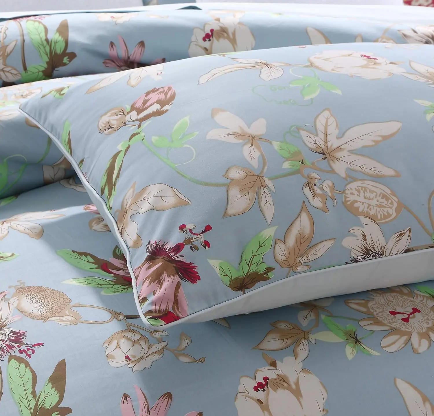 Duvet Cover Set Queen Size Blue Vintage Botanical Flower Printed Floral Girls Bedding Set 800TC Egyptian Cotton Sateen supplier