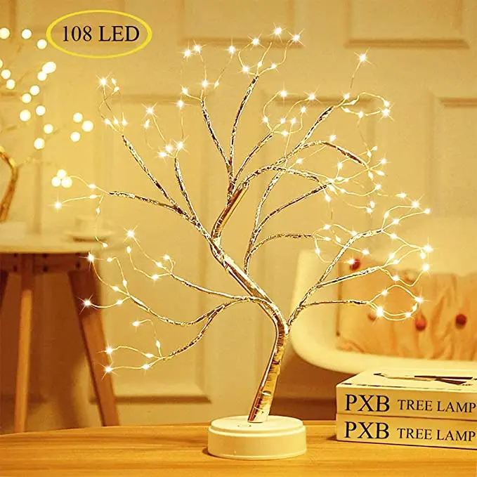 Tabletop Bonsai Tree Light with 108 LED Copper Wire String Lights, DIY Artificial Tree Lamp, Battery/USB Operated