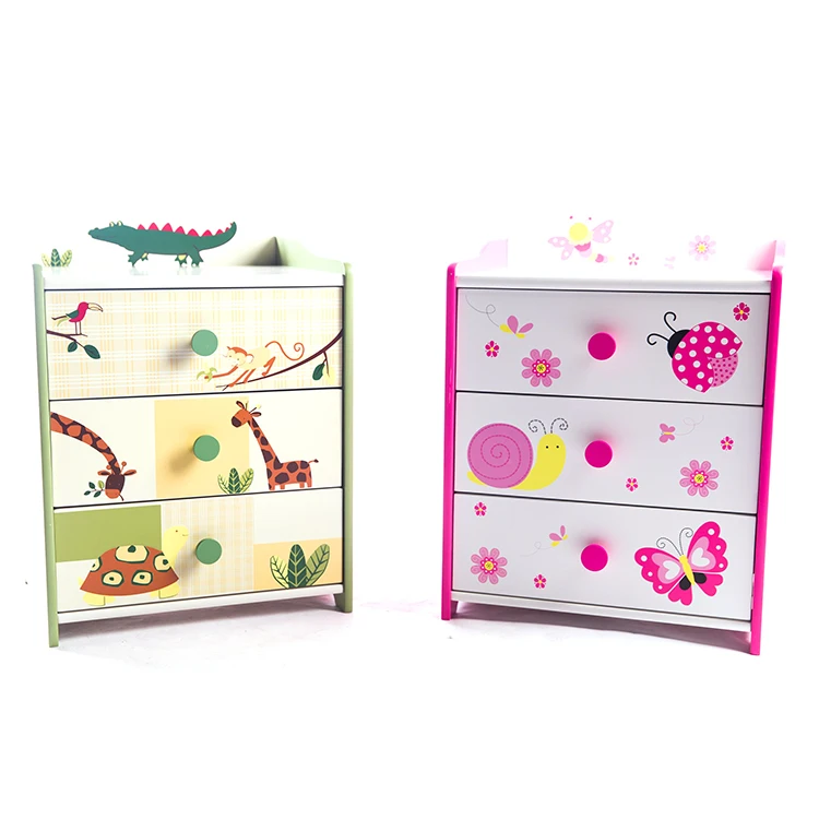 Zoo Design High Quality Wooden Child Furniture Five Drawers chest set for Boy