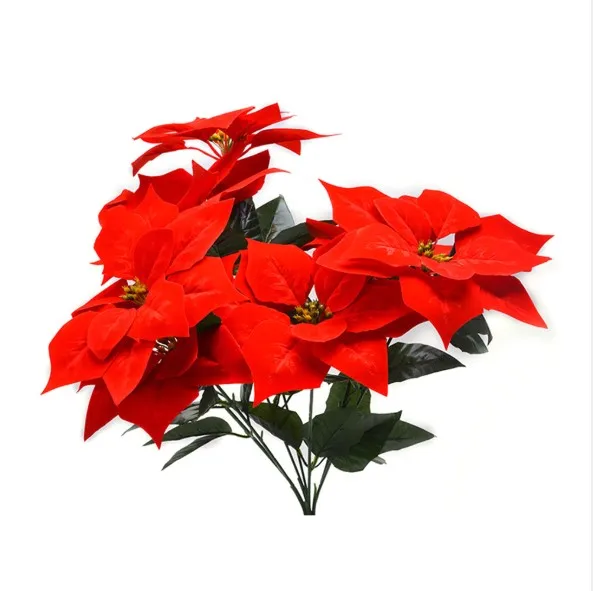 Qslhl0019 Wholesale Christmas Decoration Poinsettia Artificial Flower