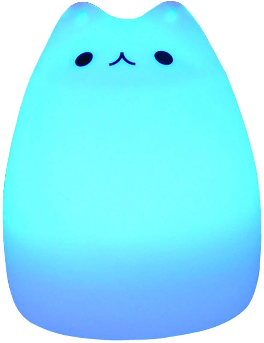 Night Light for Kids 7 Colorful LED Smile Cute Kawaii Nightlight Cat Lamp Baby Night Light