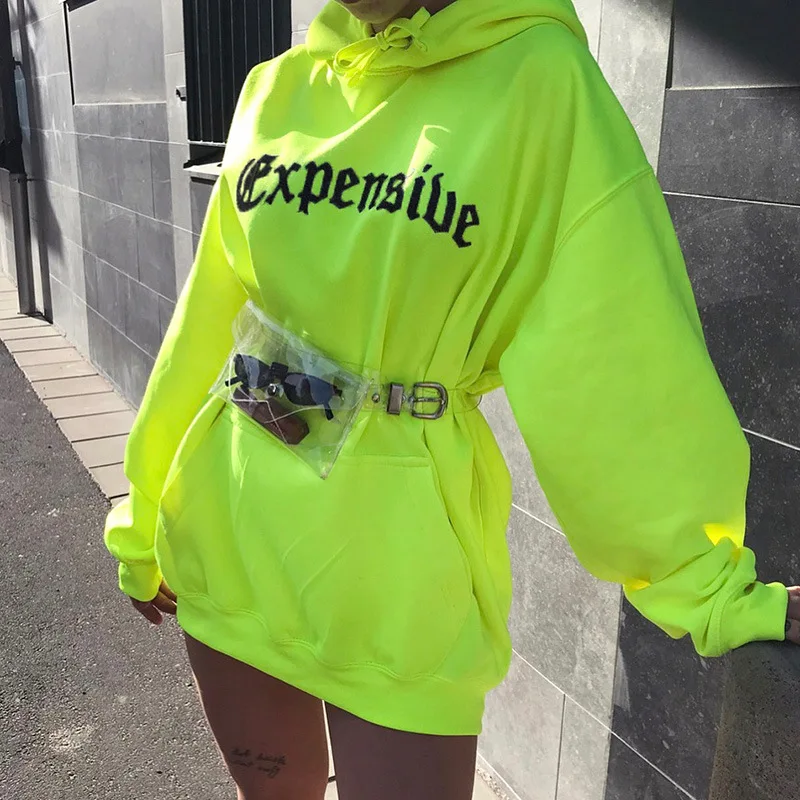 Sudaderas Con Capucha De Algodón Para Mujer,Ropa De Calle Larga De Neón, Sudaderas Con Capucha Para Mujer,Vestido Con Bolsillos - Buy Sudaderas Con  Capucha De Gran Tamaño Liso,Sudaderas Con Capucha Baratas,Sudadera Con  Capucha