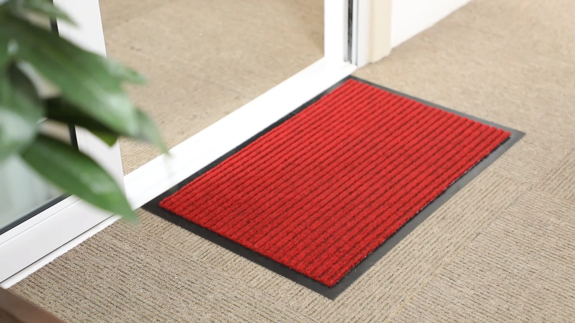 Popular Double Rib Stripe Polyester Dirt Trapper Door Mat For Entrance