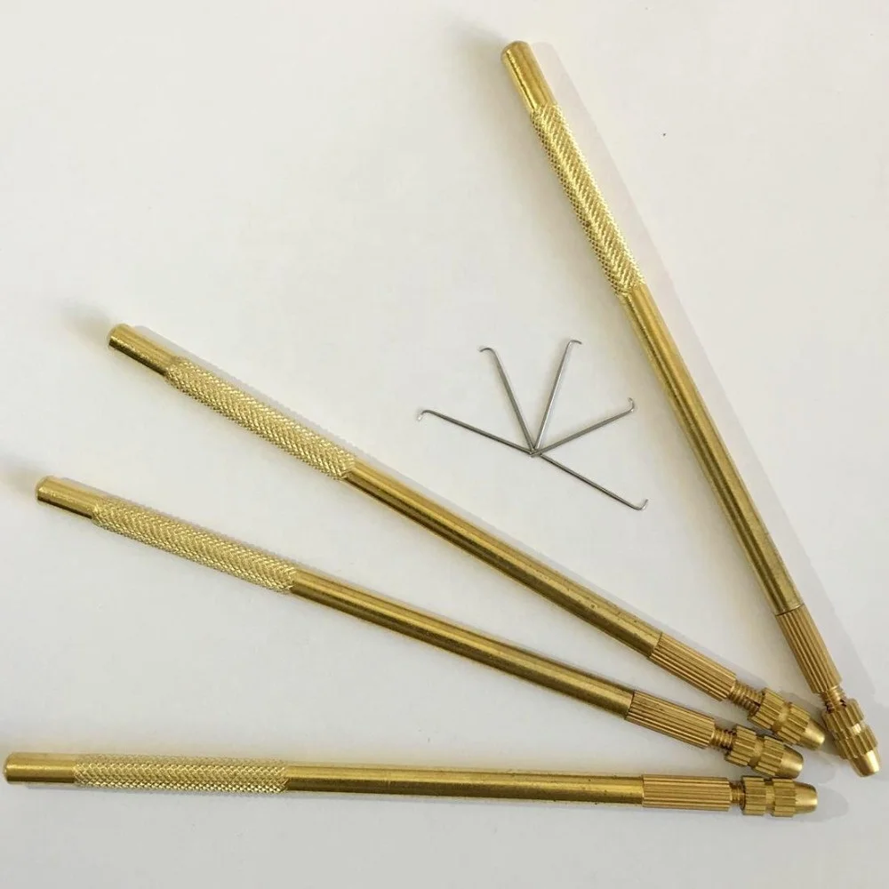 Professional Bronze Wig Ventilating Holder With Pin Ventilating Needle