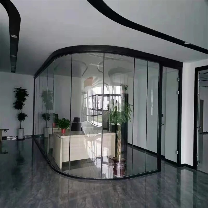 School & Hospital Single Glass Partition | 80mm Aluminum Integrated Frame + 40mm Slim Frame factory