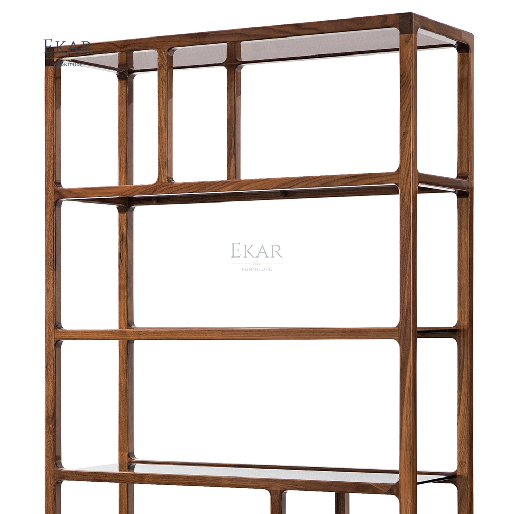 product solid wood tea room storage rack elegant home furniture for living room hall school or apartment with panel style-61