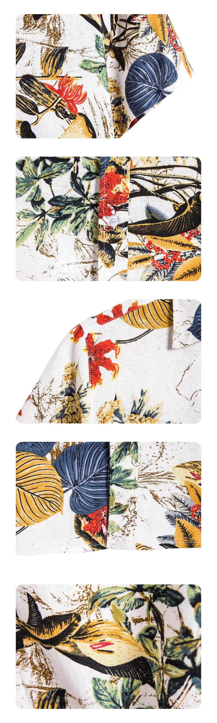 Plus Größe 5XL Leinen Chinesischen Stil Muster Mann Sommer Hawaii Floral Button Up Tops Herren Aloha Shirts 2020