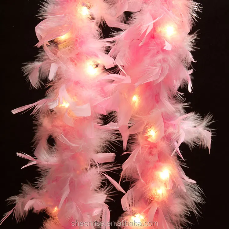 Feather garland 16 LEDs decorative light chain indoor powered by batteries