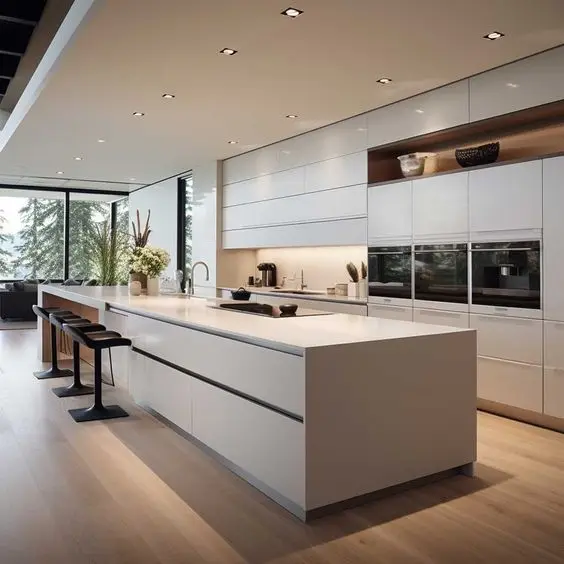 Modern Black and White Luxury Lacquer Kitchen Island With Marble ...