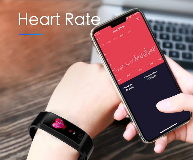 Ce Rohs Smart Band T12 Ip67 Waterproof Heart Rate Blood Pressure