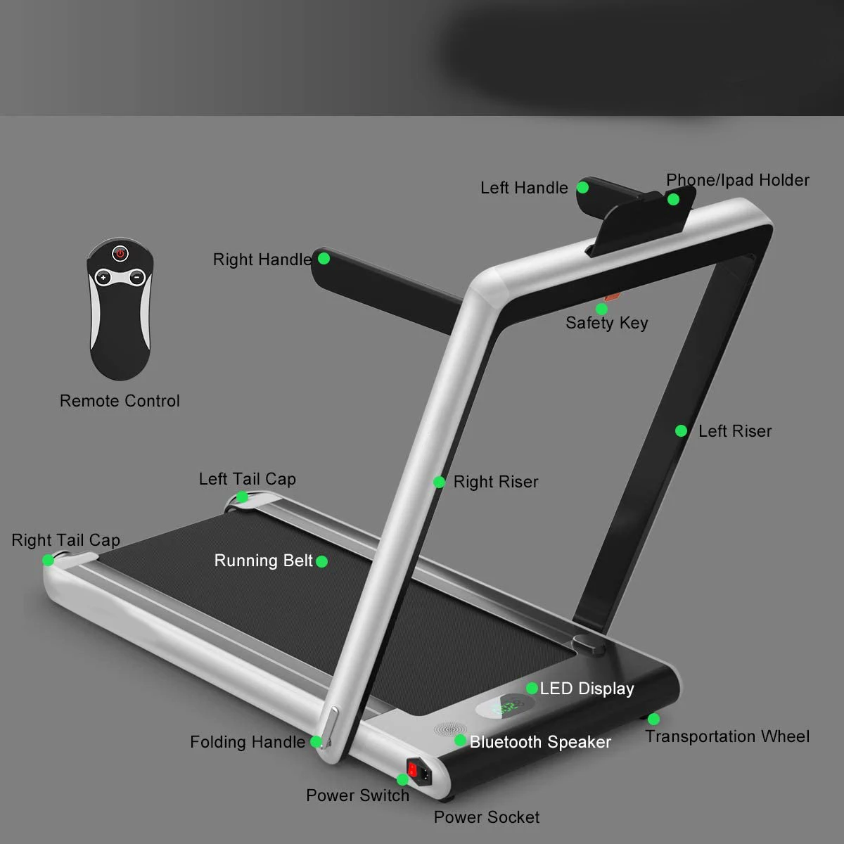 2 In 1 Folding Treadmill 2.25hp Electric Treadmill Installationfree