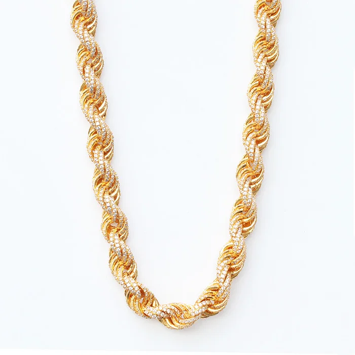 12mm Hip Hop Men 18k Gold Plated Aaa Cz 