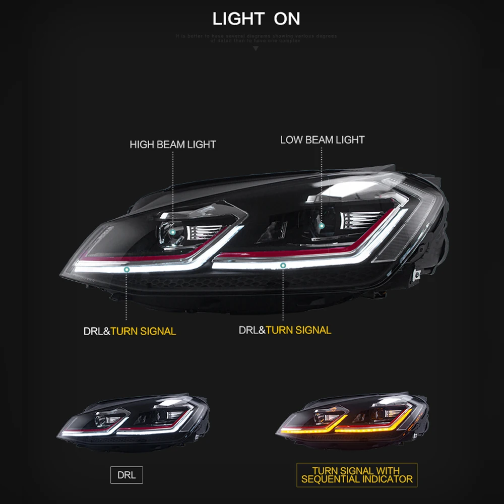 Car Headlight Assembly For Golf7 Headlights Assembly Golf 7 Mk7 2013