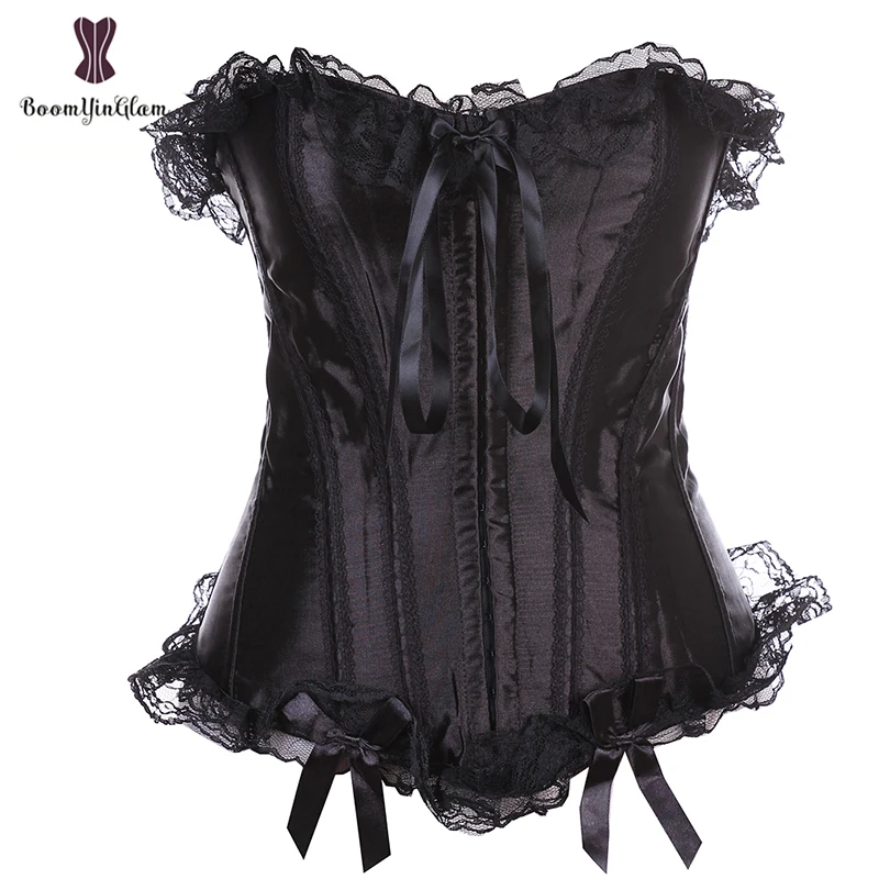 Solid Corselet Overbust Top Women Laces Costume Burlesque Corsets And ...