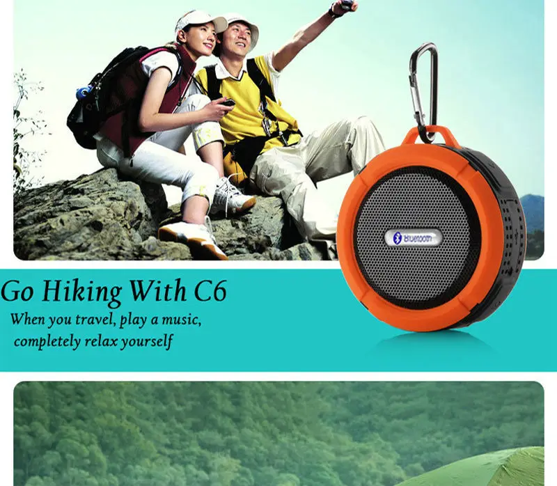 C6 Portable Wireless Bluetooth Speaker With Calls Handsfree and Suction Cup Waterproof Shower Mini outdoor Plastic Speaker - ANKUX.COM