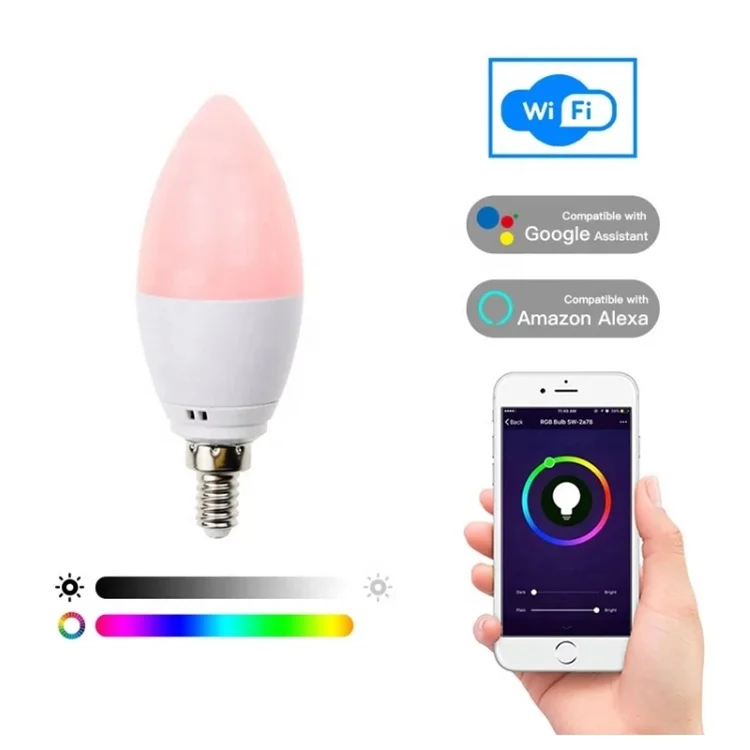 RGBCW+2700~6000K Smart Bulb LED Light E14 B22 4.5W Wi-fi Smart LED Bulb Compatible With Tuya APP/Alexa/Google Home