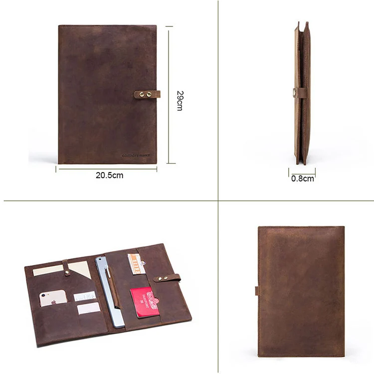 Custom Handmade Genuine Leather Sleeve Portfolio Padfolio For Ipad 10.5