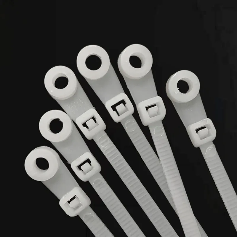 100 Pieces Fixed Head Selflocking Nylon Cable Ties 5x250mm Light White