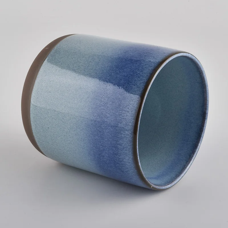 ceramic candle holders with gradient color transmutation glaze