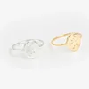 Custom Engravable Signet Ring Stainless Steel Gold Color Astrology Ring 12 Zodiac Signs Rings