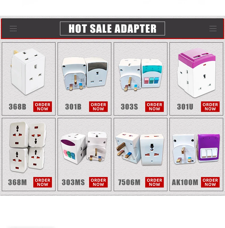 Universal 3-Way Multi Pin Travel Plug Adapter with 3 AC Outlets ABS ...