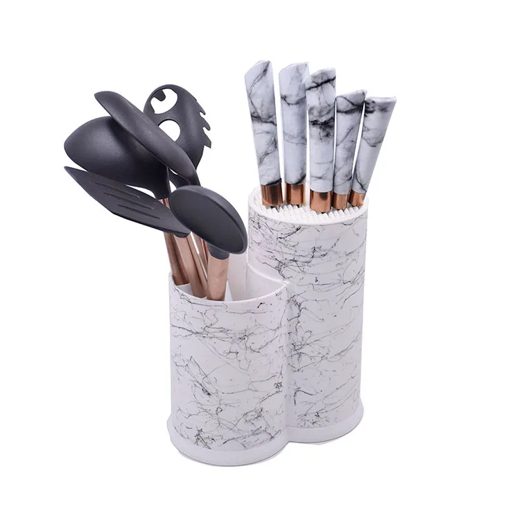 Marble Color 11pcs Stainless Steel Kitchen Knife Set And Nylon Kitchen