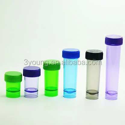
Hot sale colorful transparent plastic round 23x55 bubble screw top jar manufacturer 