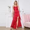 SHEIN Red Ruffle Dresses Women Lady Elegant Party Sexy Long Maxi Dress