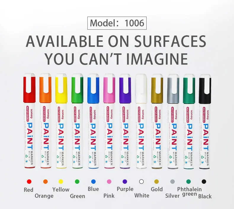 12 Colors 6mm Nib White Water Base Permanent Markal Marker For Body