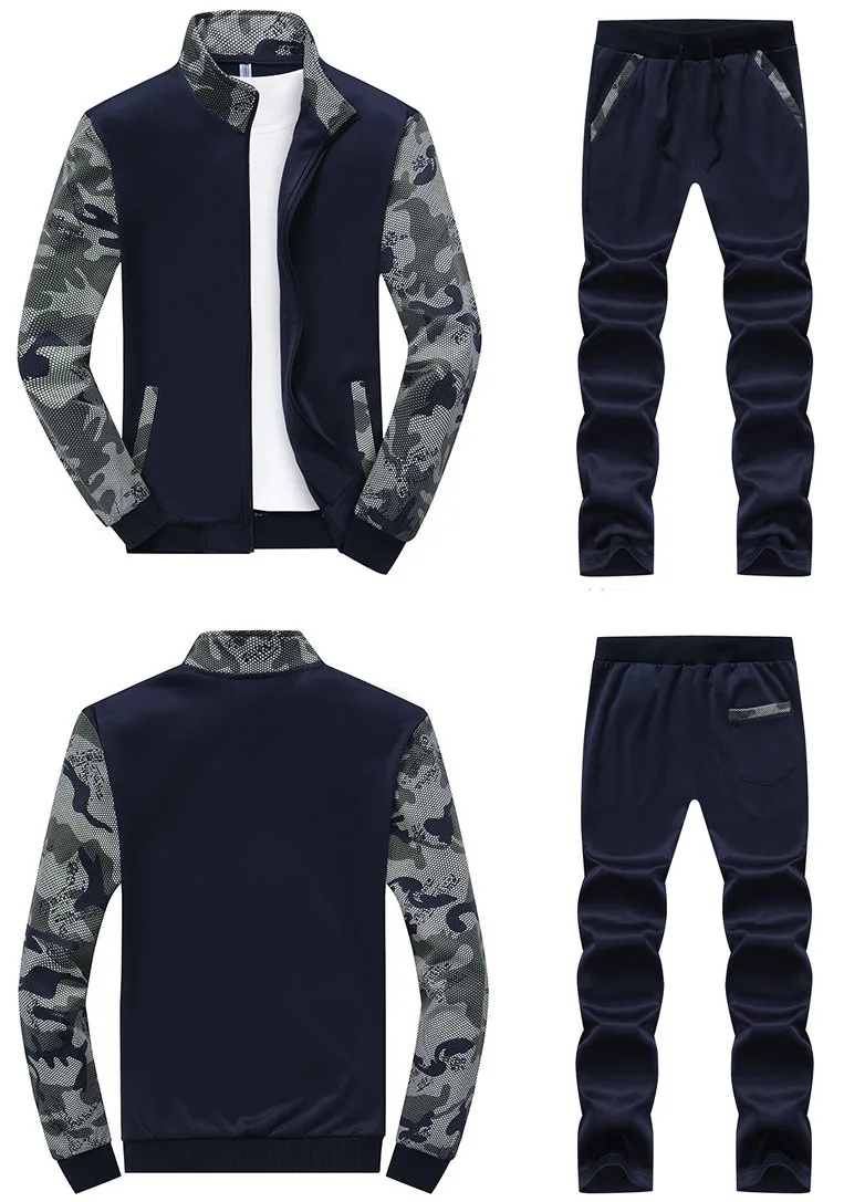 Custom Sublimation Men Sweatsuit Grey Jogging Suits Long Zipper Running ...