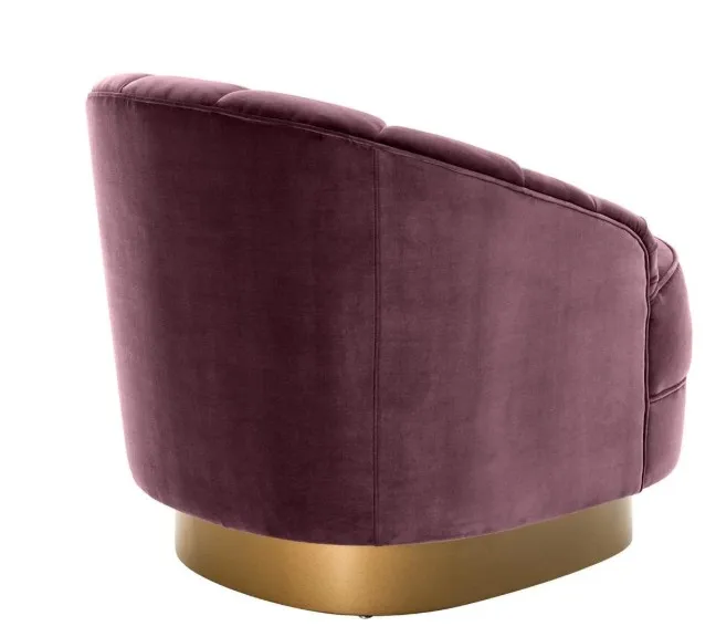 Modern Gold Base Swivel Armchair Velvet Single Sofa Chair Metal Frame