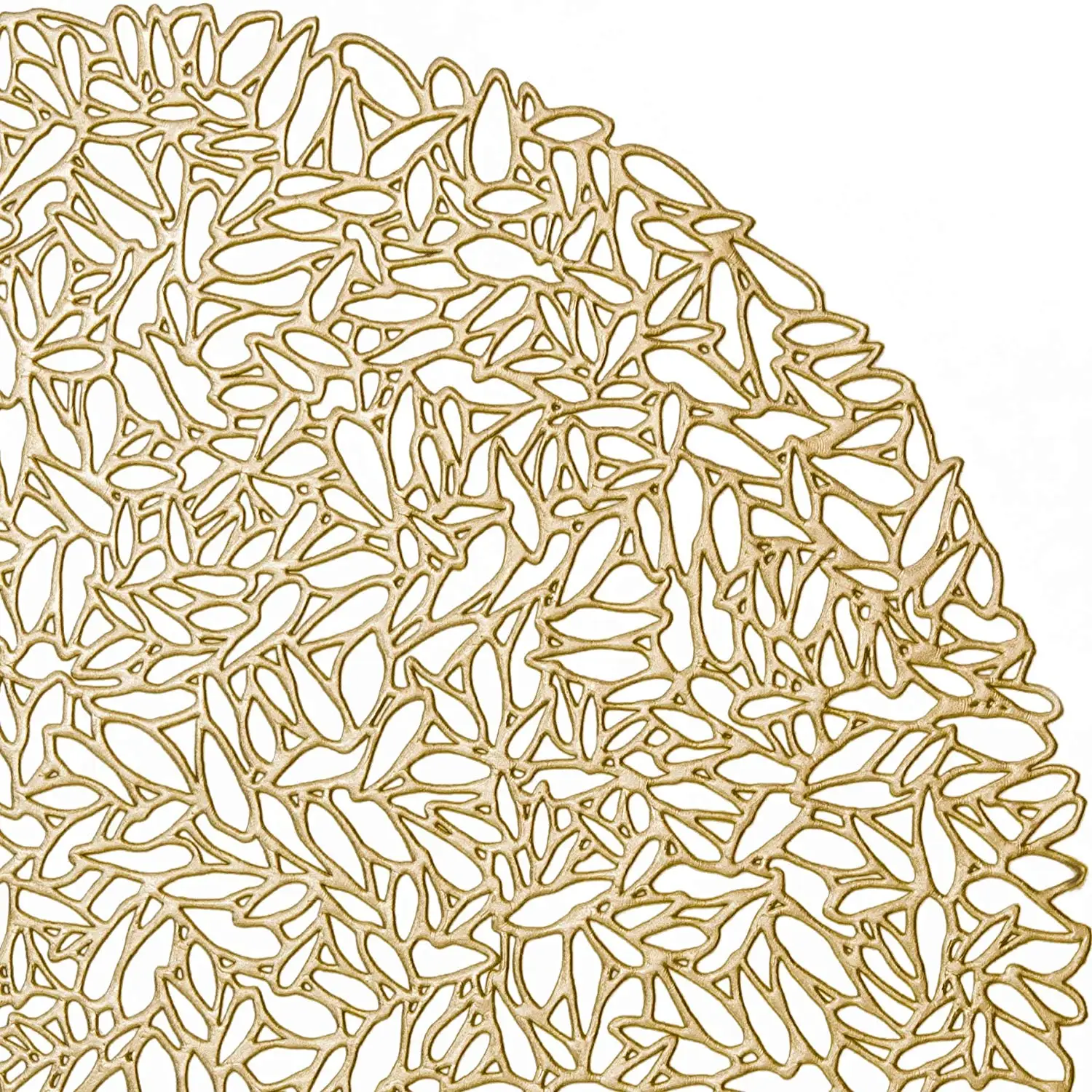 Round Gold Vinyl Placemats Durable Nonslip Heat Resistant Golden