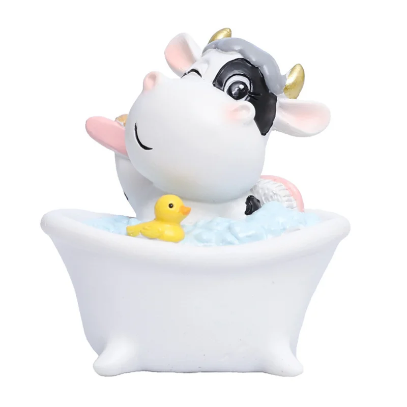 Cartoon Cute Cow Figurine Toy For New Year Gift Creative Home ...