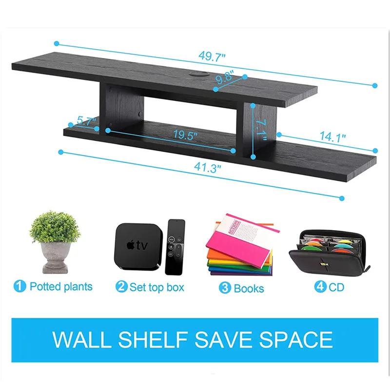 Fitueyes Floating Tv Shelf Wall Mounted Media Console Entertainment