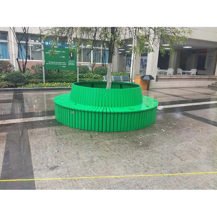 round tree curved wooden bench
