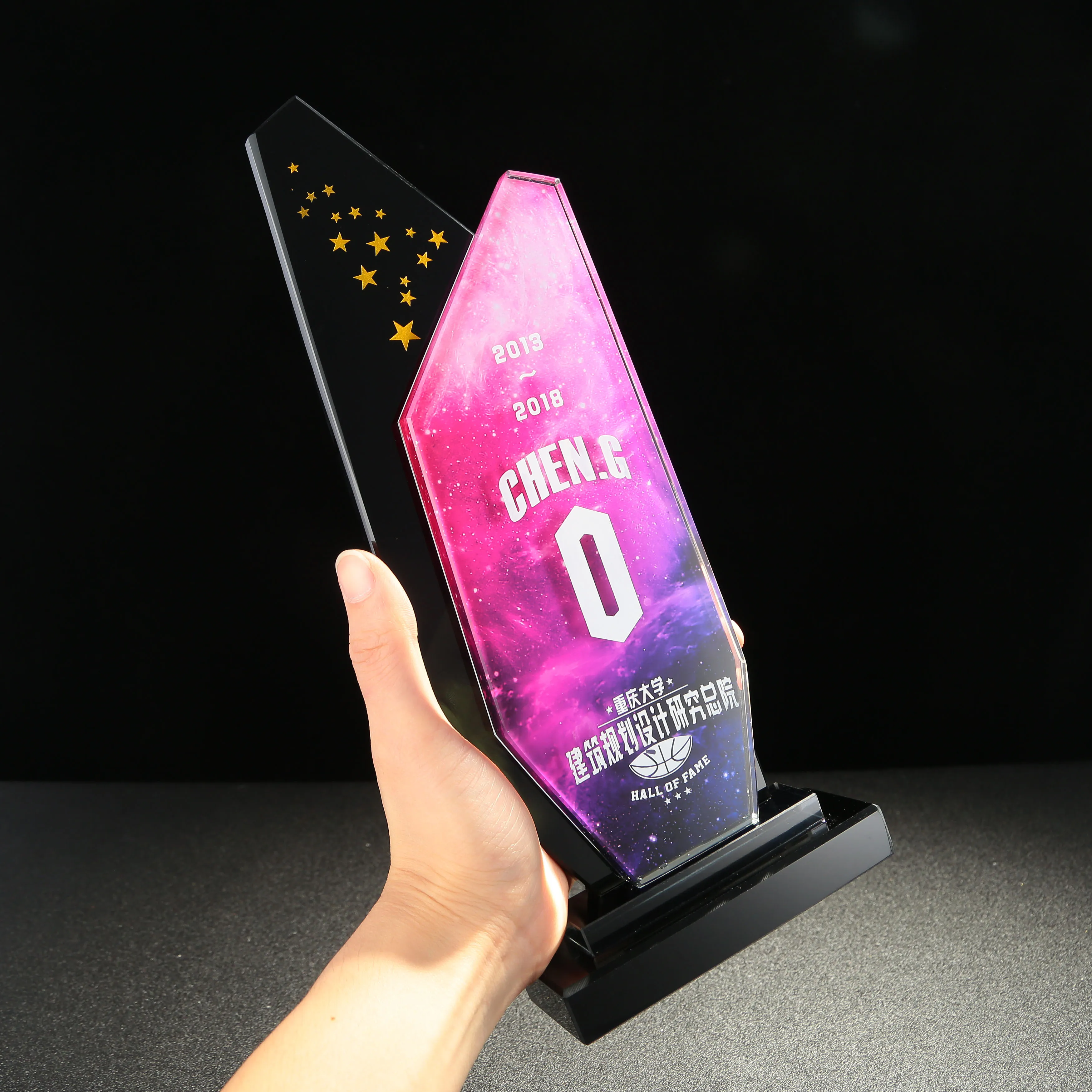 Colored blank crystal trophy Custom Logo engrave Europe Crystal Awards For Business Sports Event supplier