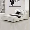 Beautiful and popular bedroom furniture of unique design small double white leather bed