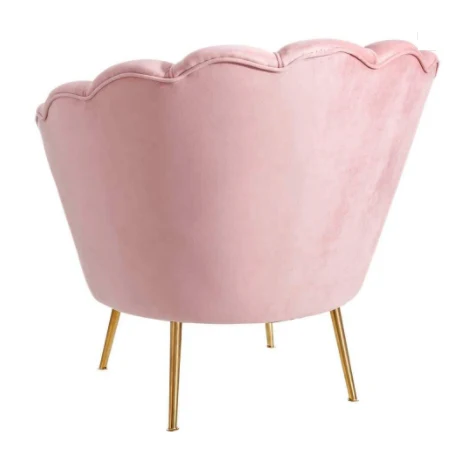 Fast Ship Big Size Velvet Upholstered Flowered Armchair Living Room Flower Shape Accent Chair with Golden Legs manufacture