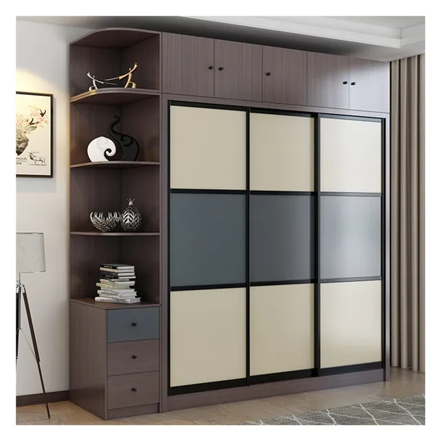 2019 New Design Modern Glass Sliding Wardrobe Walk In Closet